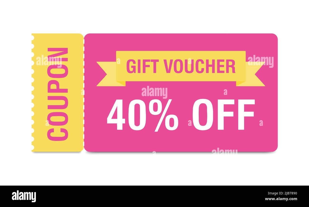 Coupon Mockup With 40 Percent Off Discount Voucher Gift Coupon Coupon Promotion Sale Vector Stock Vector Image Art Alamy