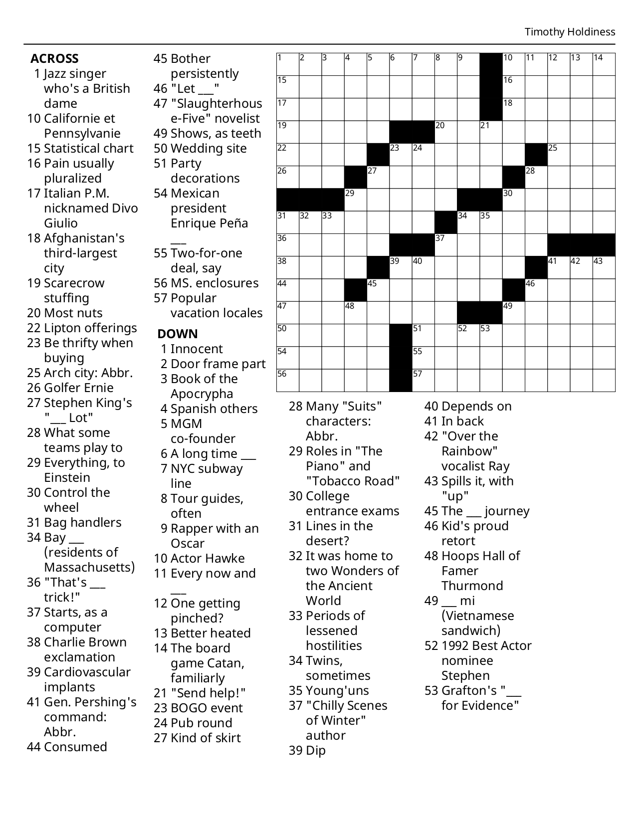 Crossword Puzzles The Bogalusa Daily News The Bogalusa Daily News