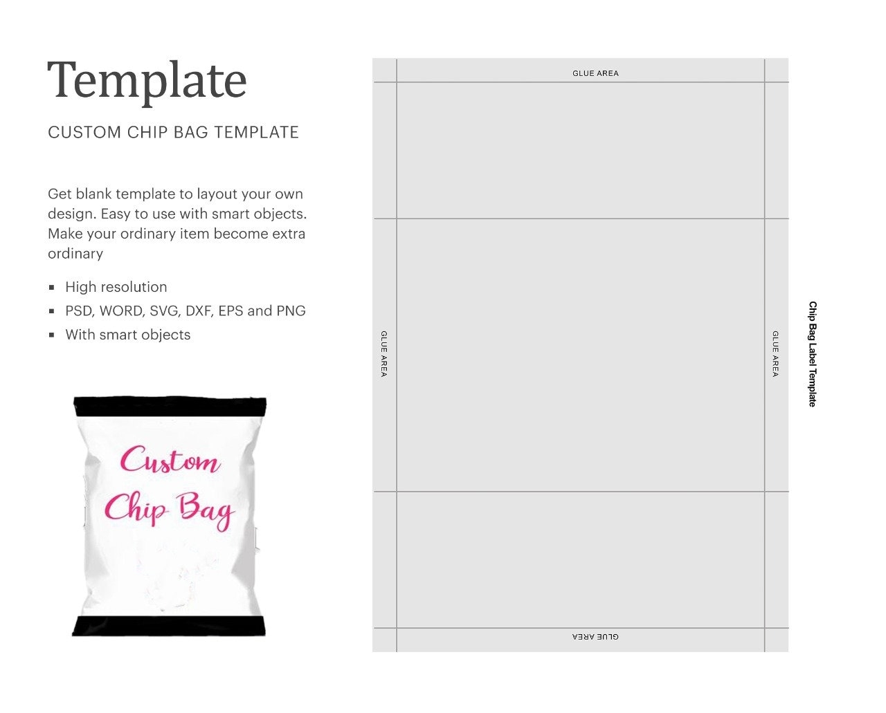 Custom Chip Bag Size 6 36 X 4 7 Blank Template Party Favor Custom Snack Bags Cricut Silhouette Silhouette Studio Paper Size Letter Etsy