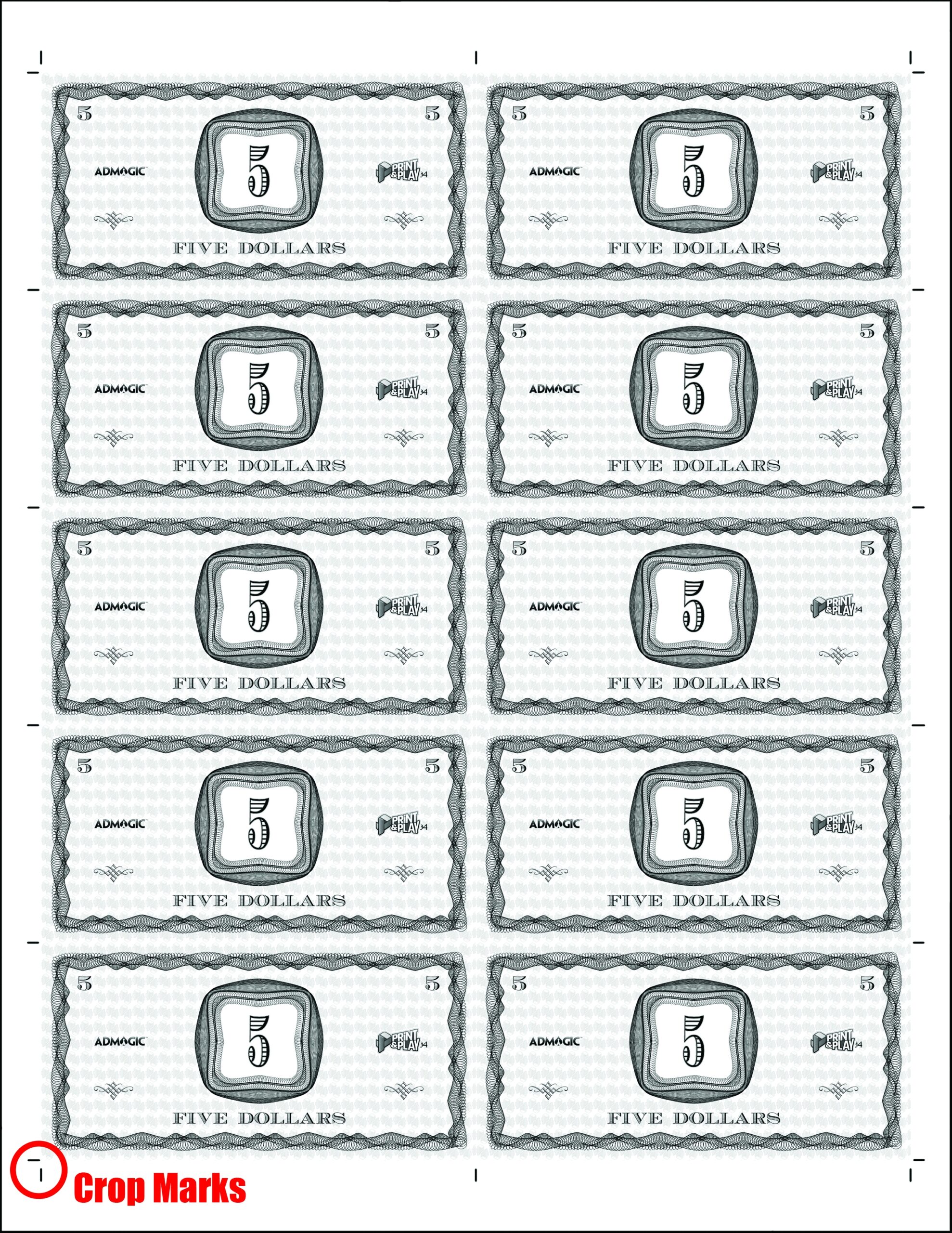 Custom Paper Money Print Play
