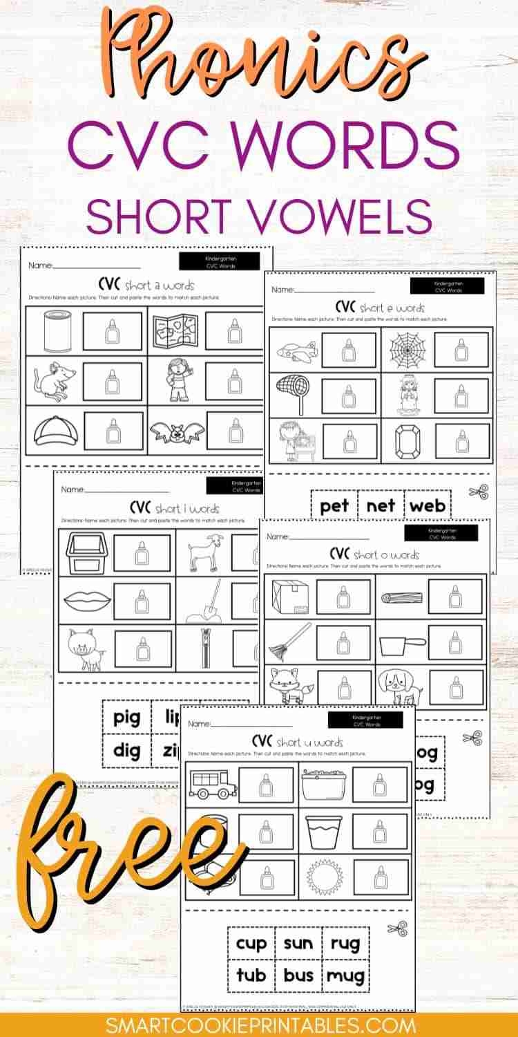 CVC Short Vowel Worksheets Free Printable PDF Smart Cookie Printables