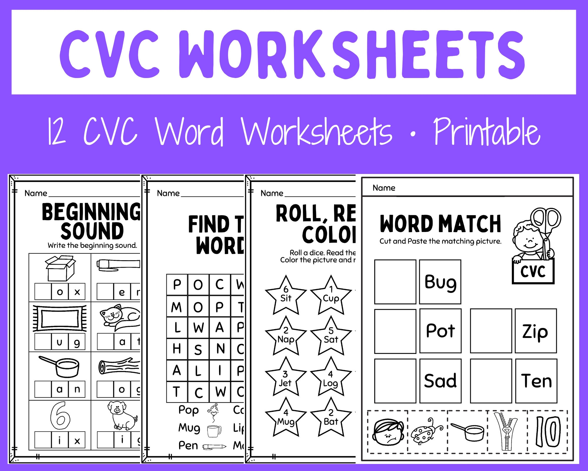 Cvc Worksheets Free Printable
