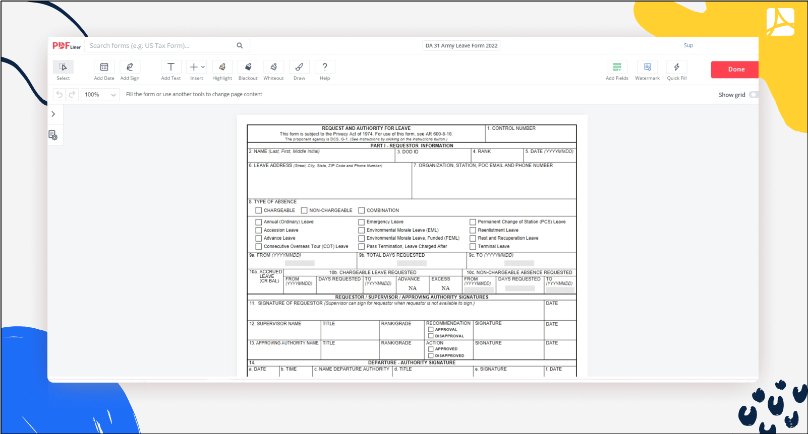 Da Form 31 Printable
