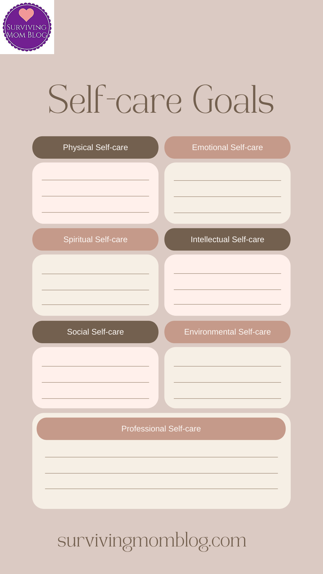 daily self care worksheet bundle printable