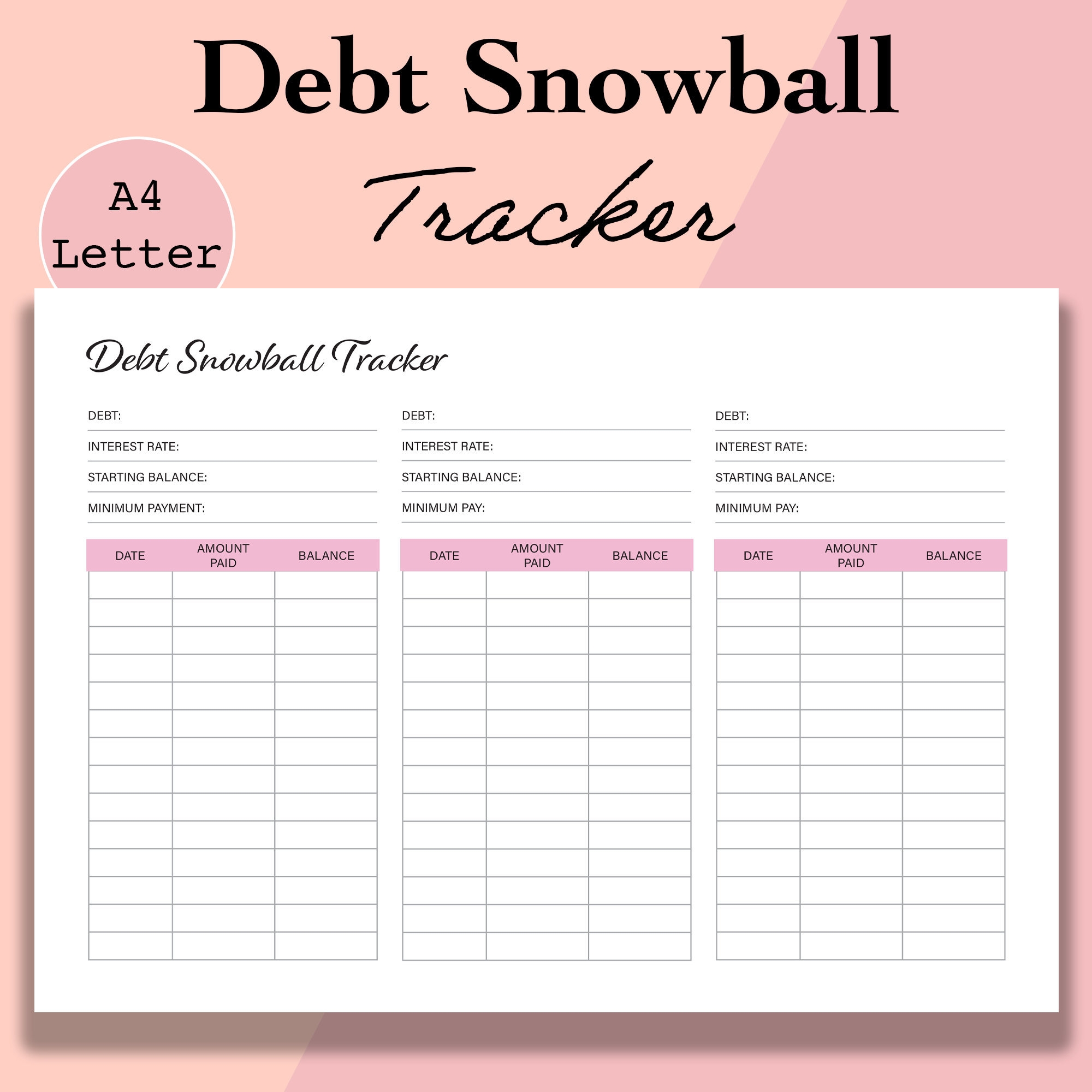 Printable Snowball Debt Worksheet