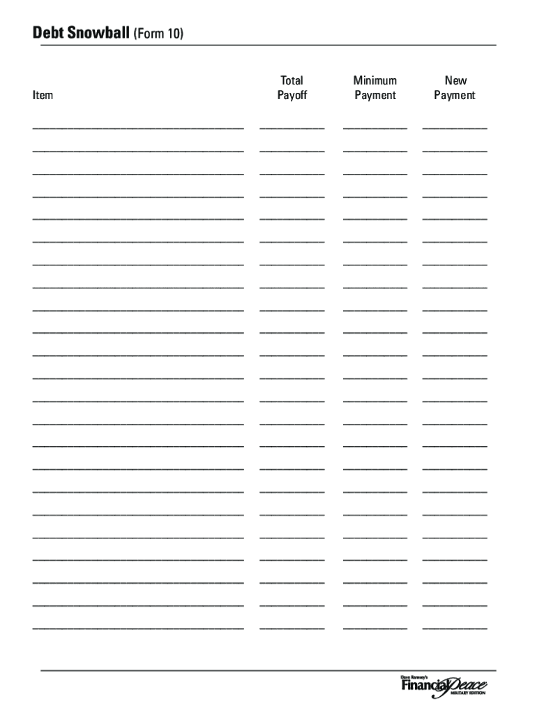 Free Printable Debt Snowball Worksheet