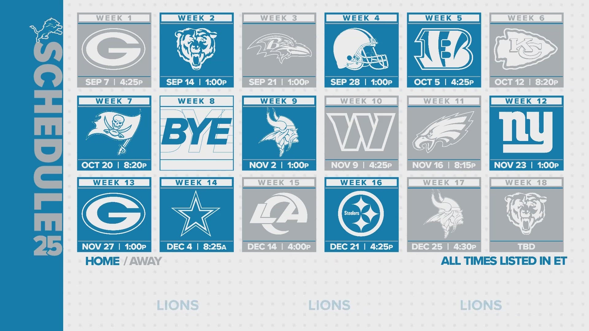 Detroit Lions 2025 Schedule Prime Time Clashes Revealed Wzzm13
