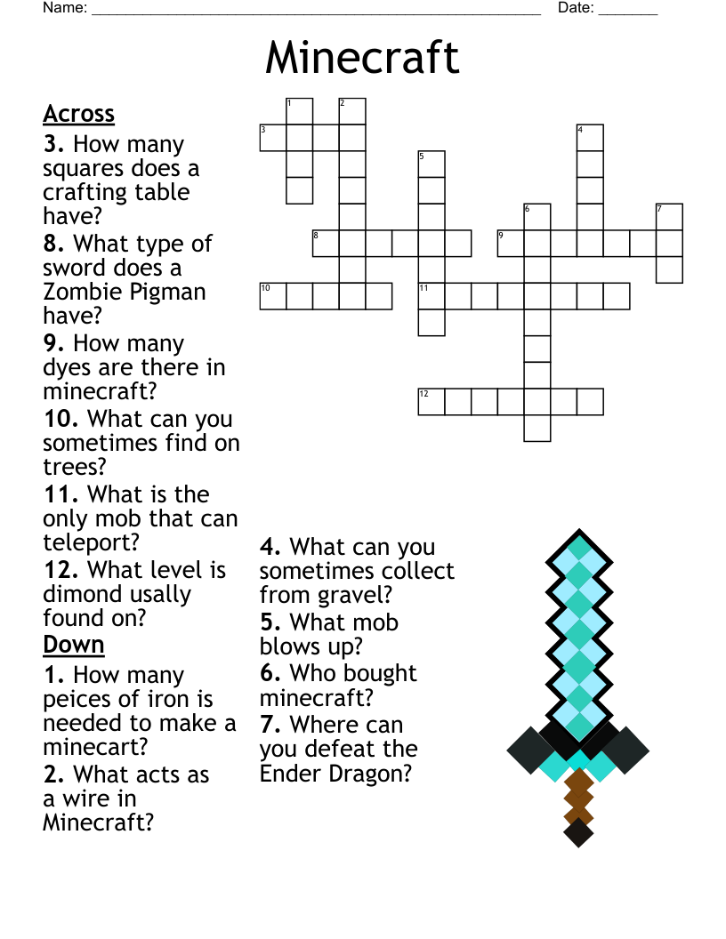 Printable Minecraft Worksheets