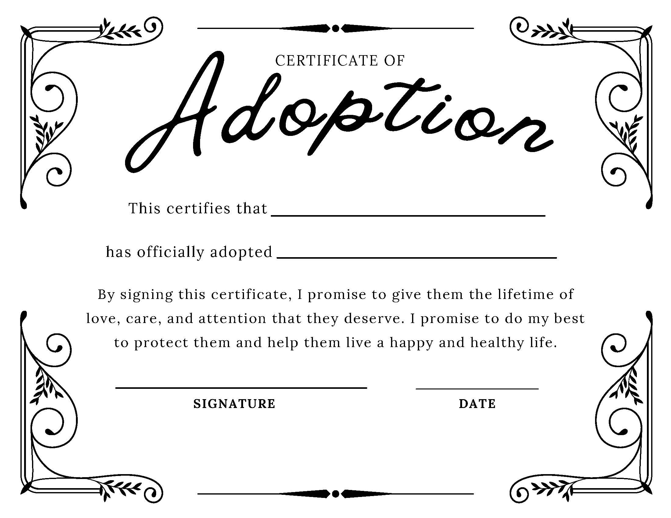 DIGITAL DOWNLOAD Adoption Certificate vintage Etsy