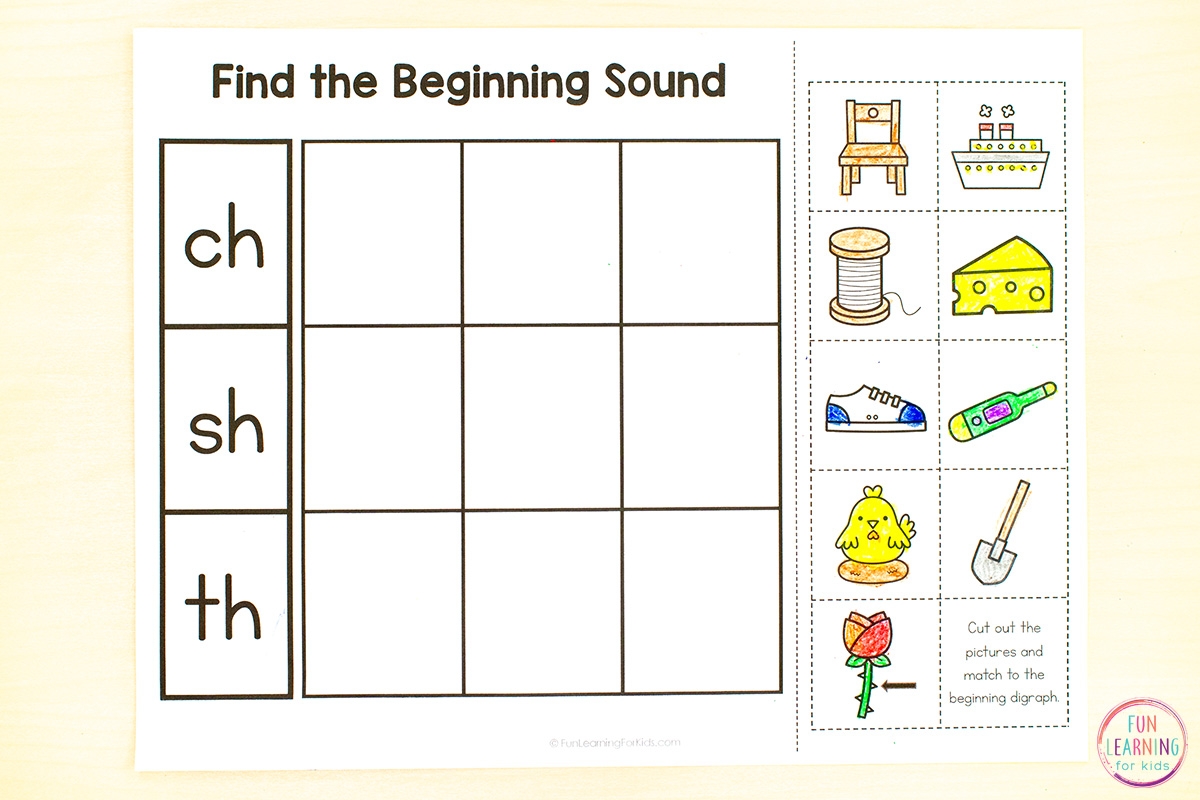 Digraph Sounds Sort Cut Paste