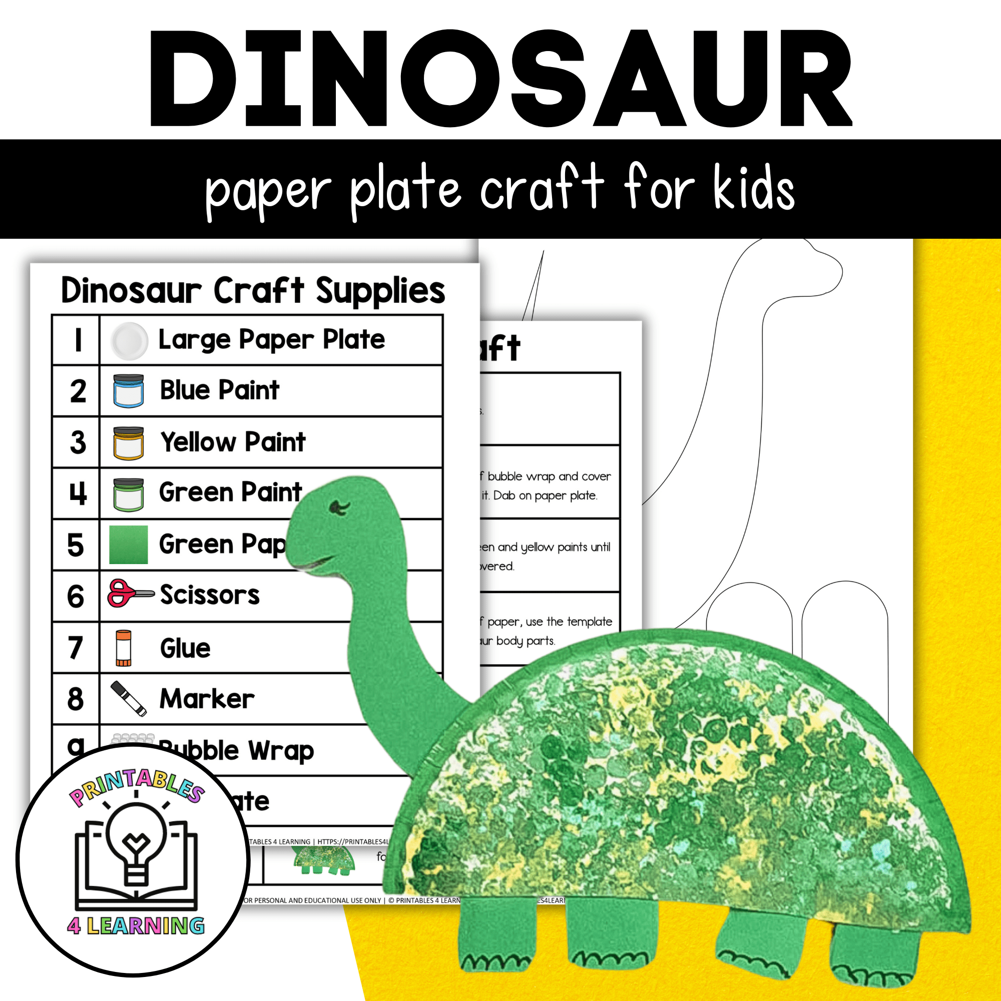 Dinosaur Paper Plate Craft With Visual Directions Made By Teachers