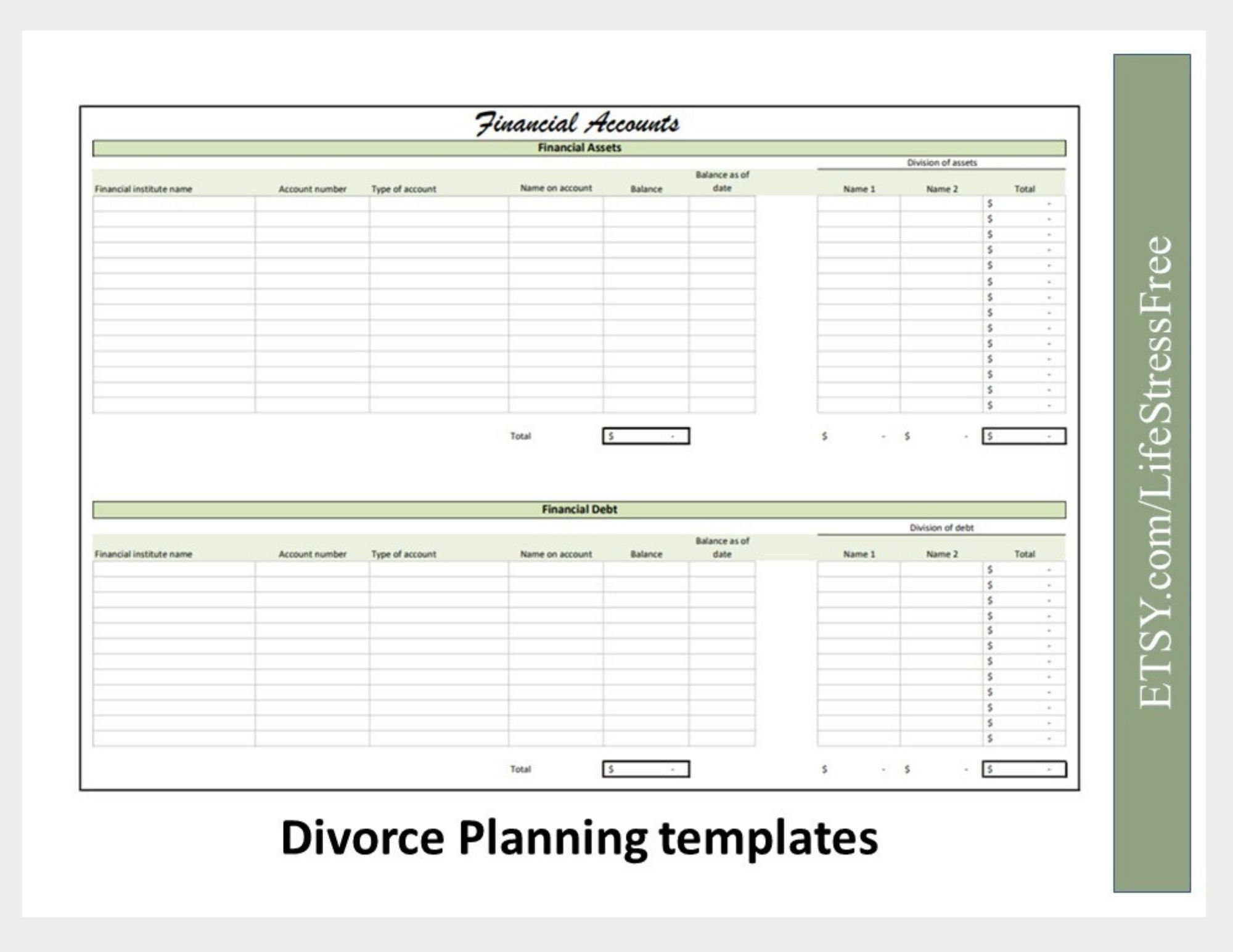 Divorce Planner Divorce Spreadsheet Custody Calendar Child Custody Property Division Child Support Coparenting Guide Living Expenses Etsy