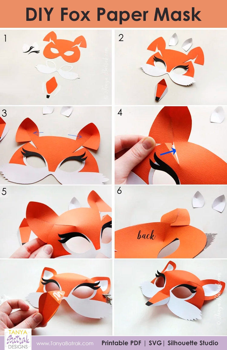 DIY 3D Paper Masks For Kids Fox Wolf And Squirrel