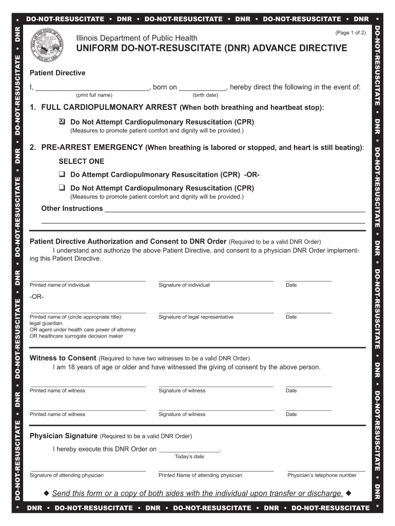 Printable Dnr Form