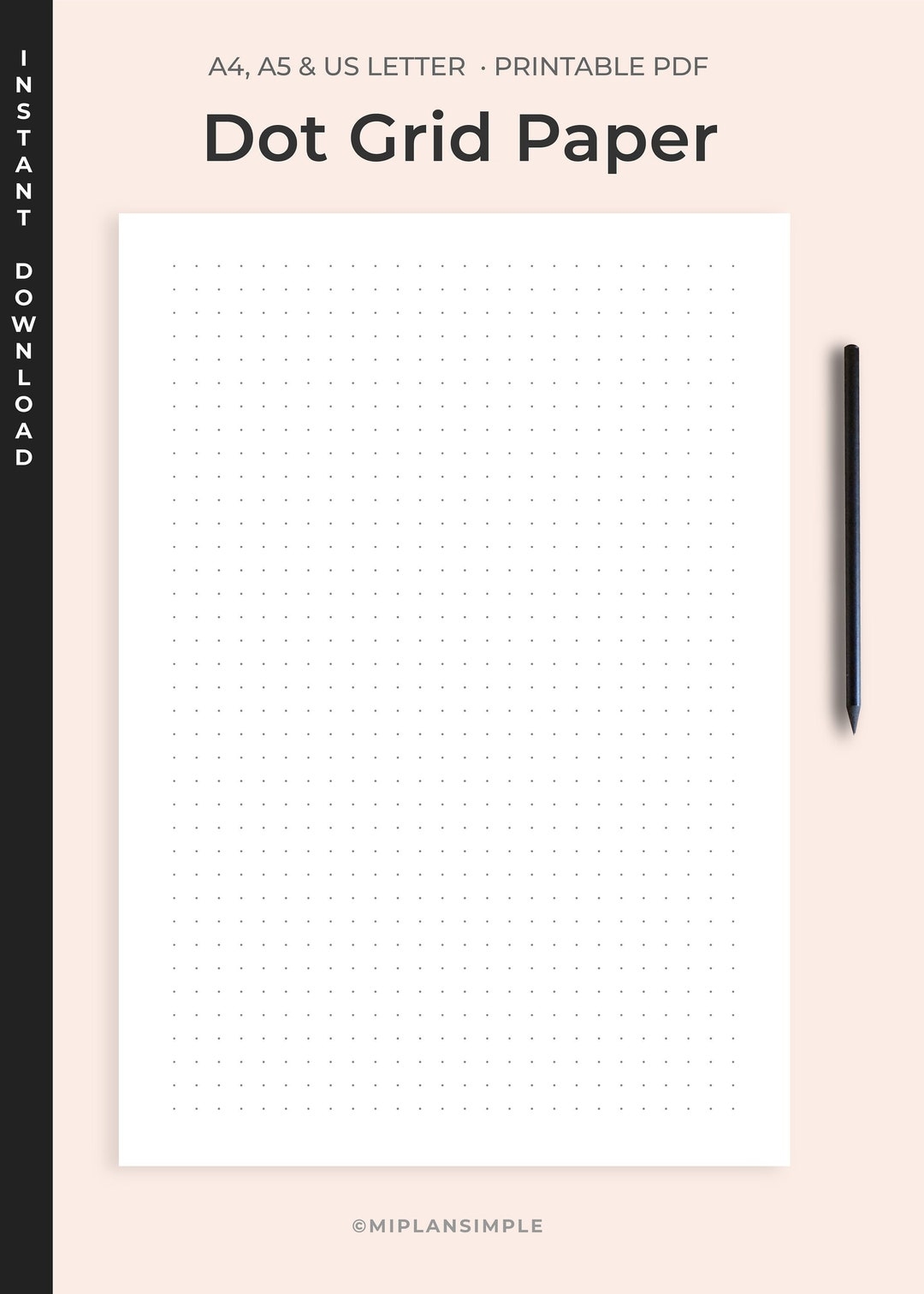 Dot Grid Paper Printable Dot Grid Paper For Bullet Journal Dotted Paper Dotted Page Printable PDF A4 A5 Letter Etsy