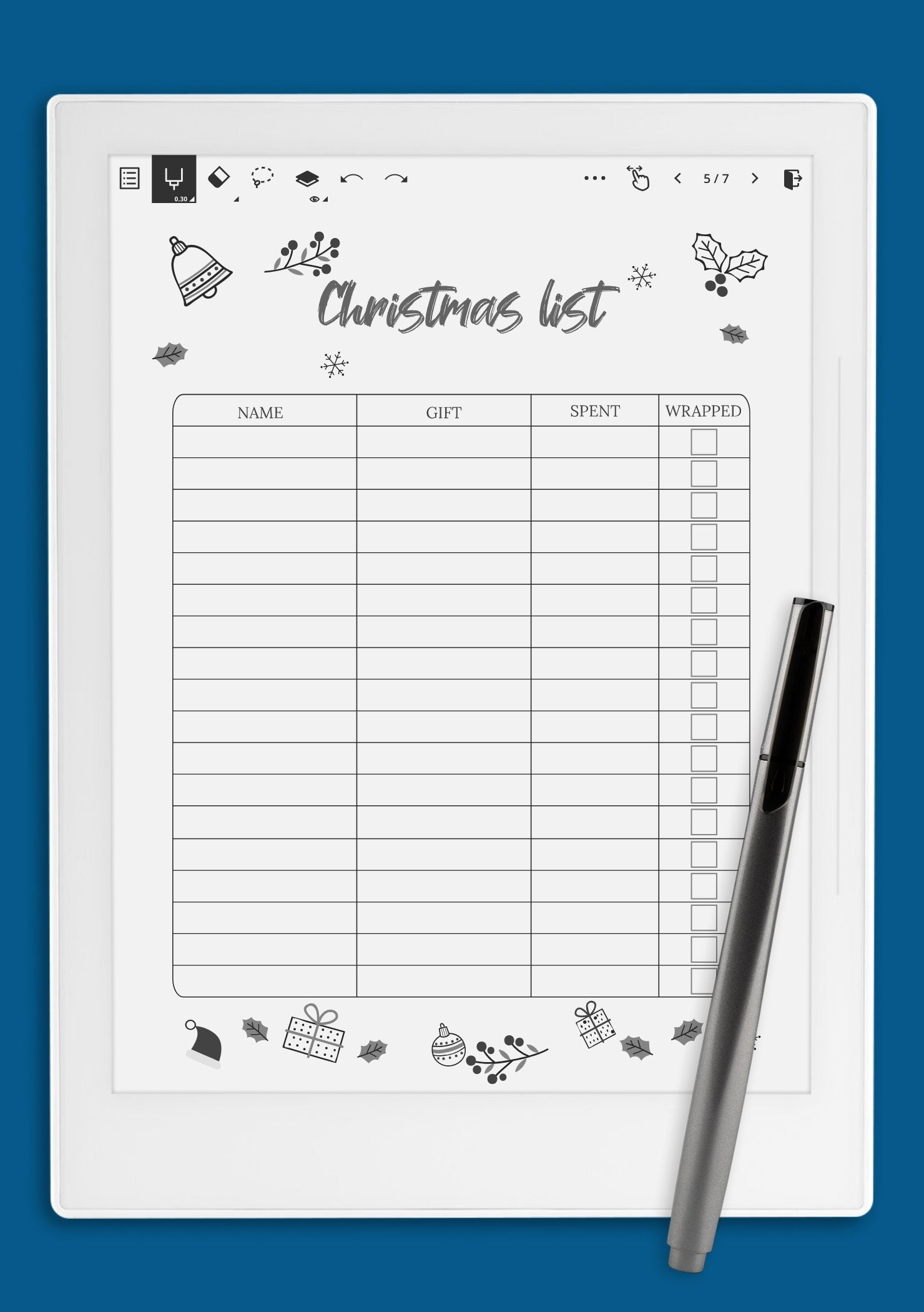 Christmas List Paper Printable Free
