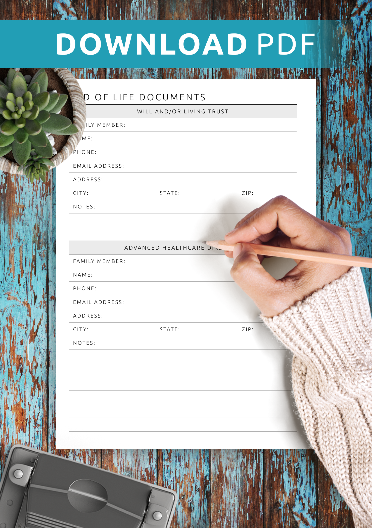 File Of Life Printable Form