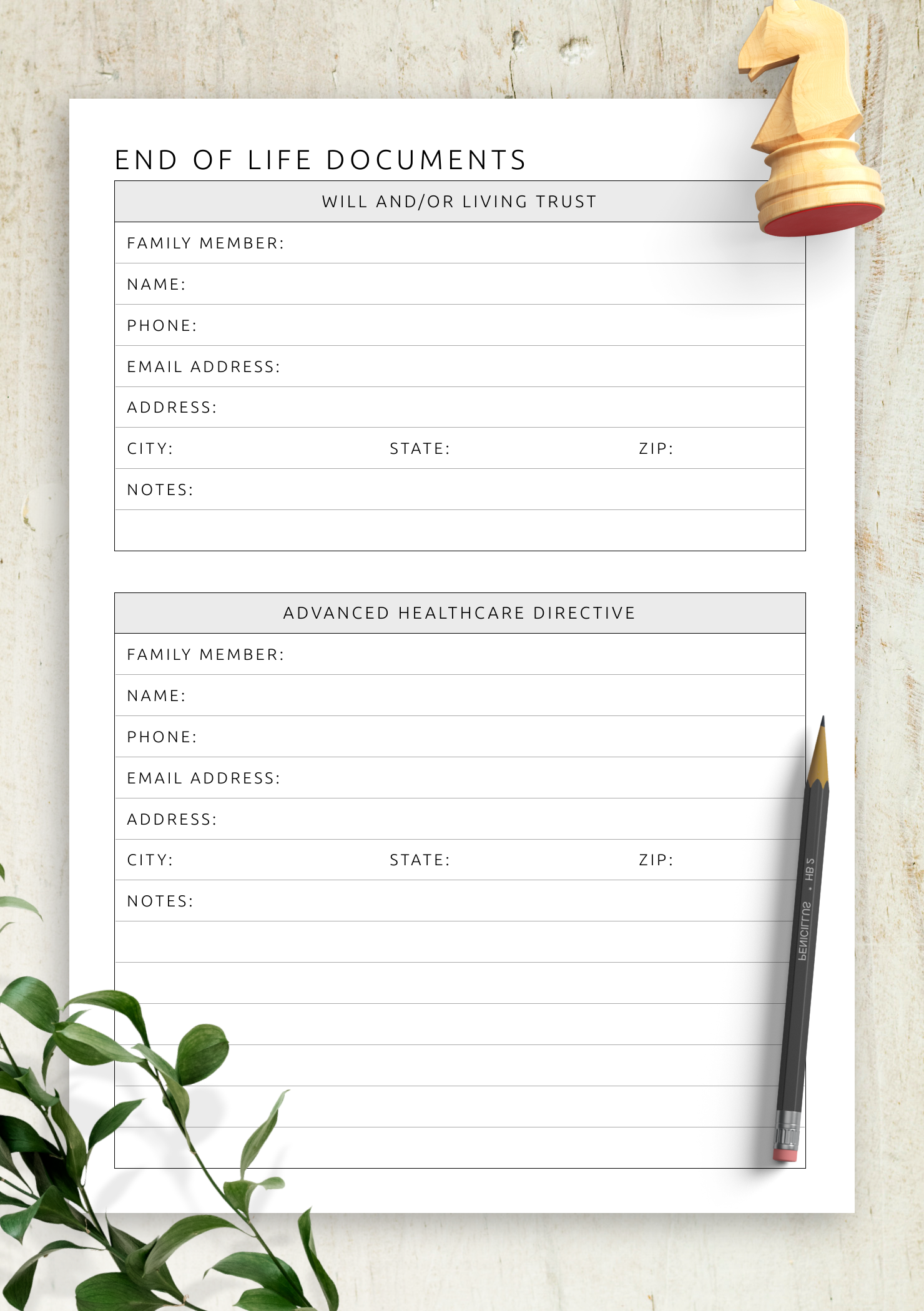 download printable end of life documents pdf