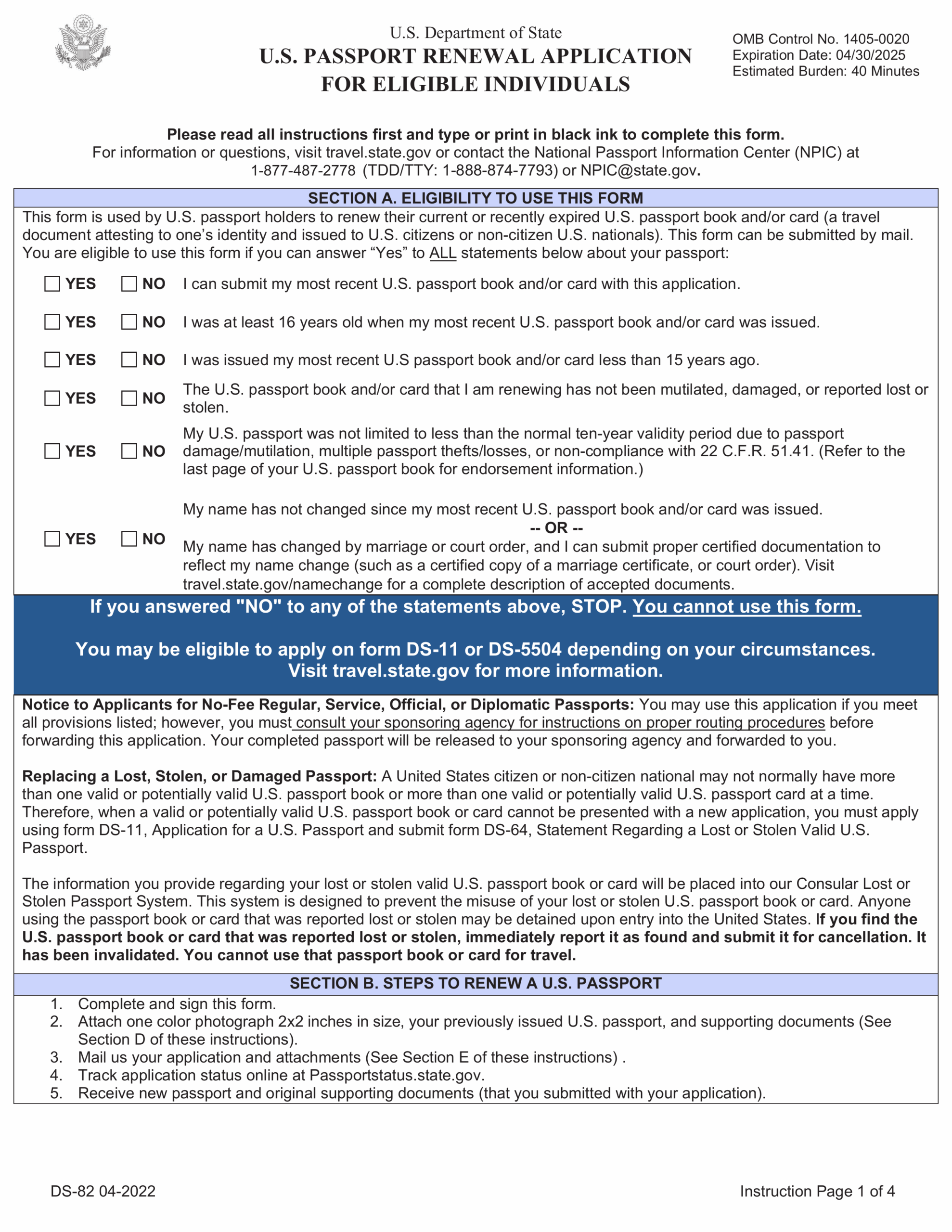 DS 82 Passport Renewal Form 2024 2025 Fill With PDF Guru