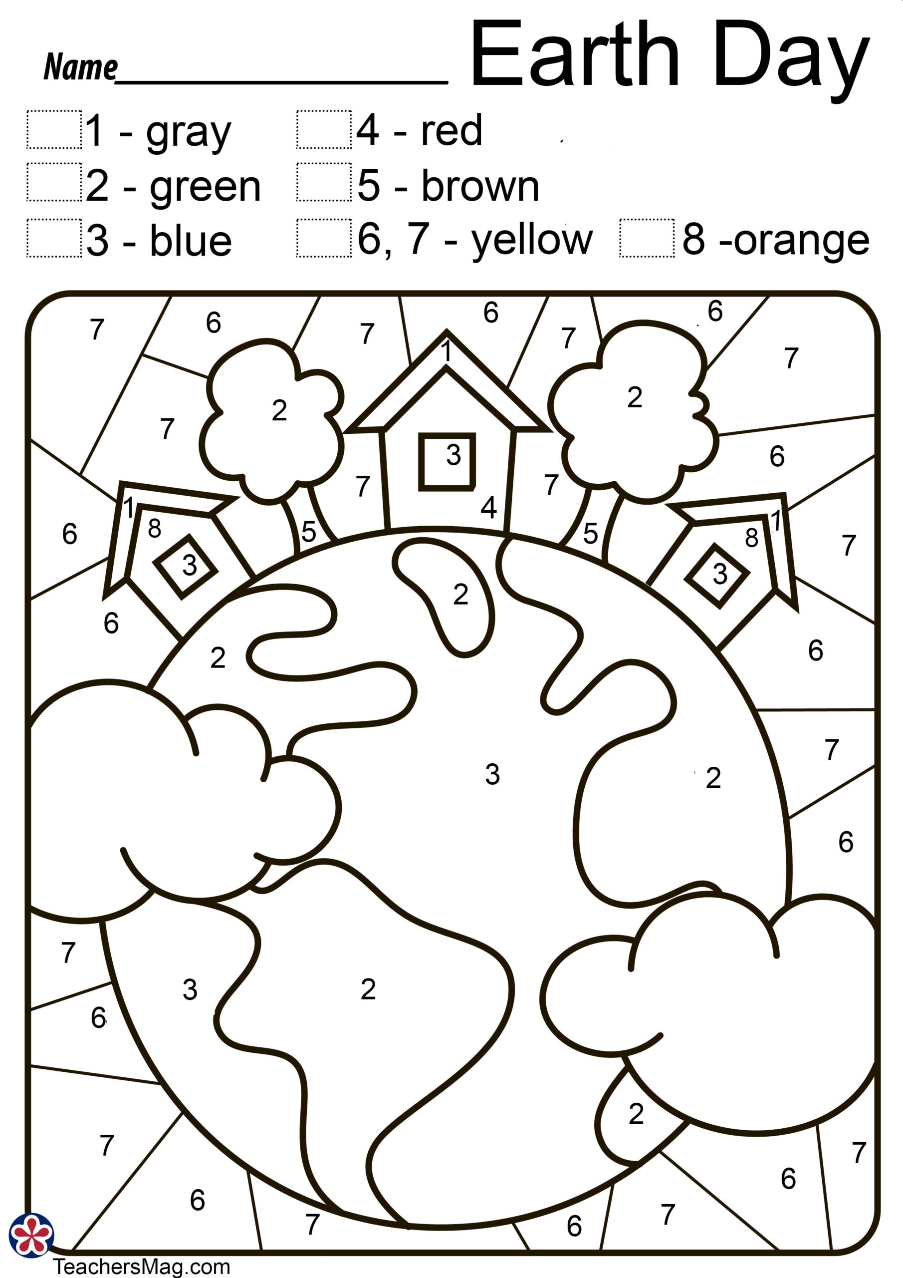 Earth Day Color By Number TeachersMag