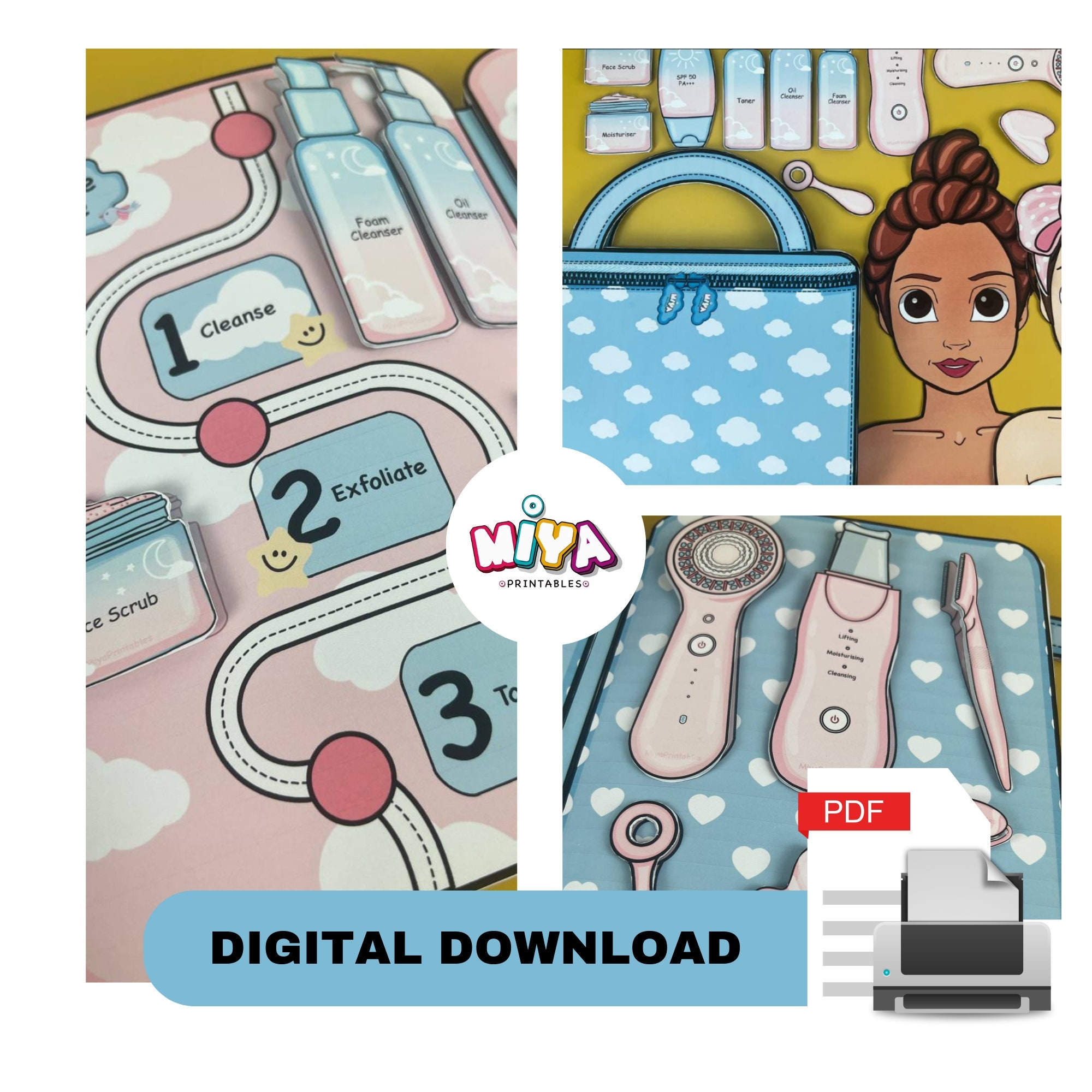 Easy Printable DIY Paper Doll Skincare Kit Etsy Israel