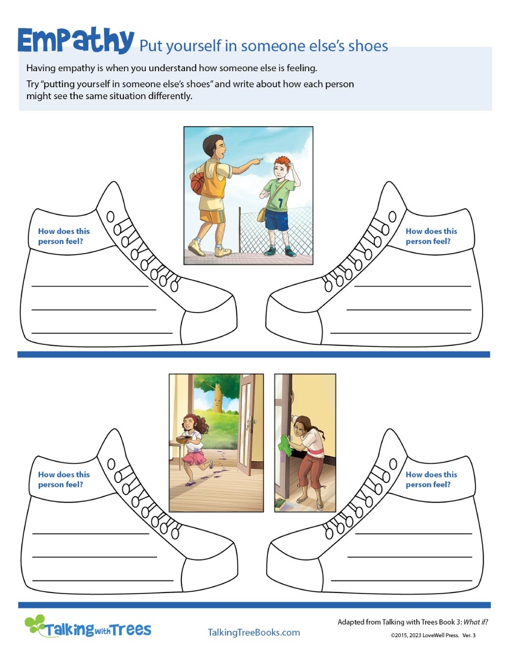 empathy worksheet walk in someone elses shoes