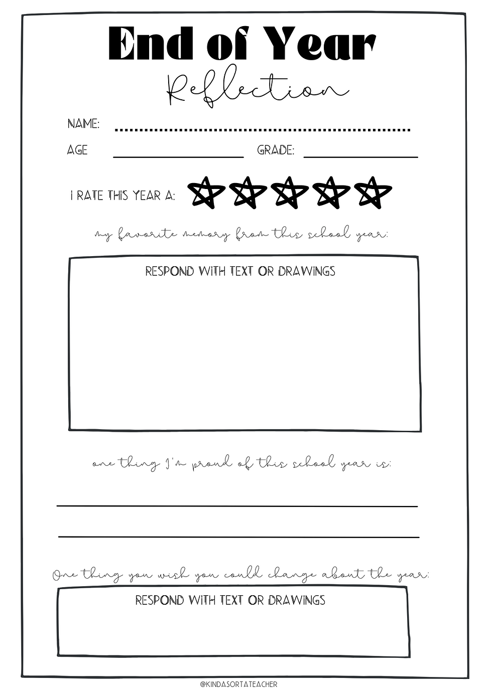 Free Printable End Of The Year Worksheets