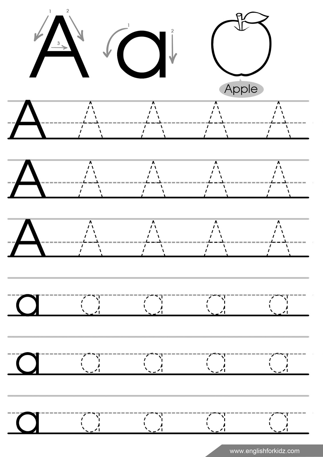 English For Kids Step By Step Letter Tracing Worksheets Letters A J 