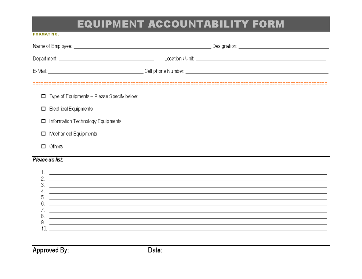 Equipment Accountability Form EQUIPMENT ACCOUNTABILITY FORM FORMAT NO Name Of Employee Studocu