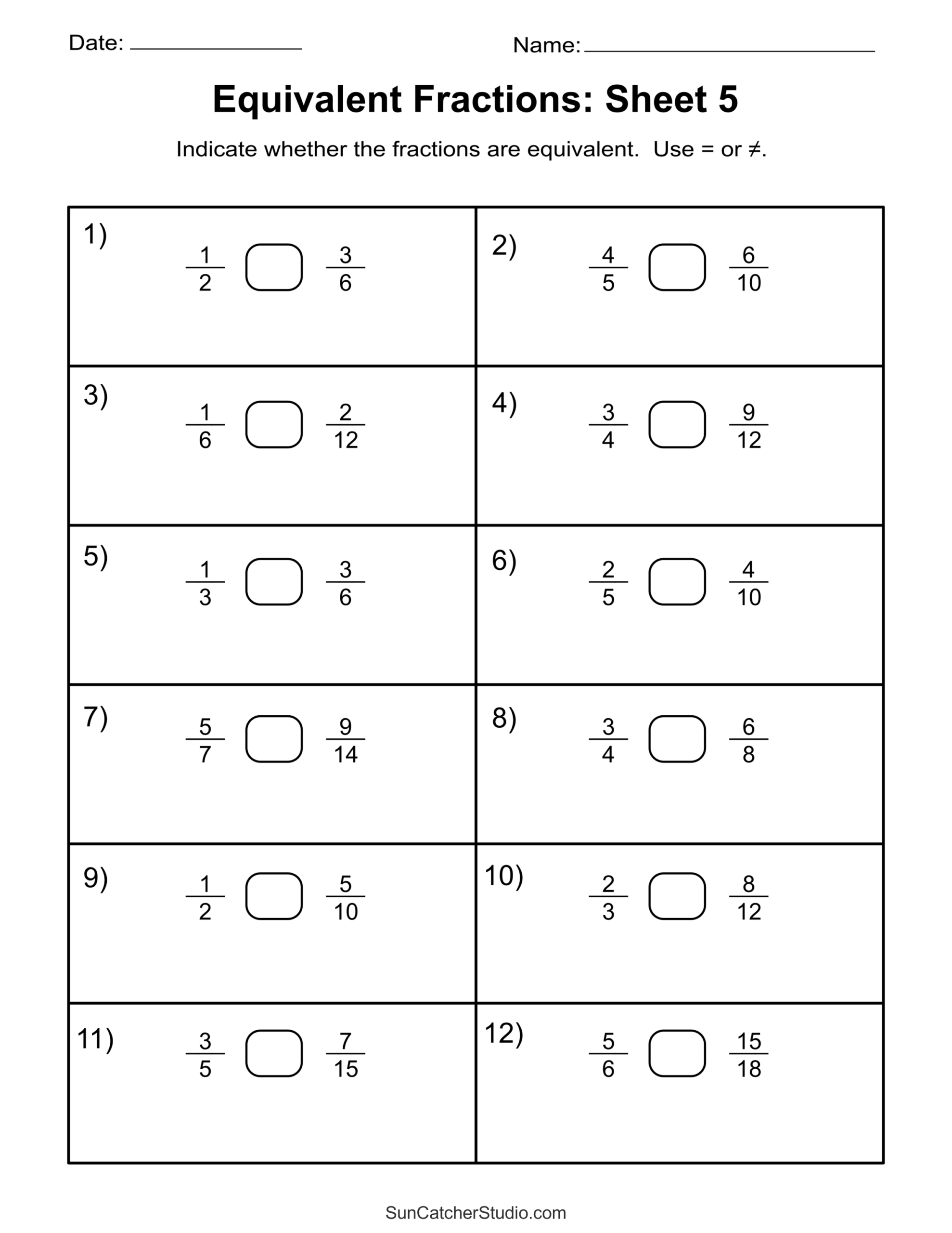 equivalent fractions finding and writing equal fractions free printables monograms design tools patterns diy projects
