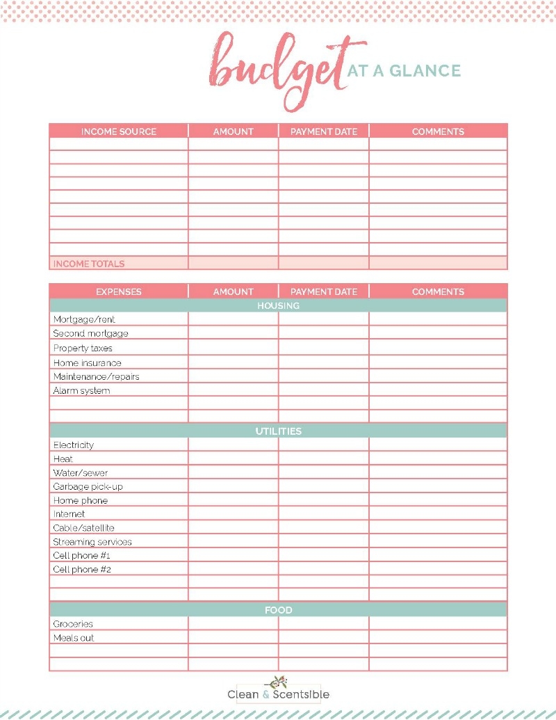 Free Printable Budget Worksheets Pdf
