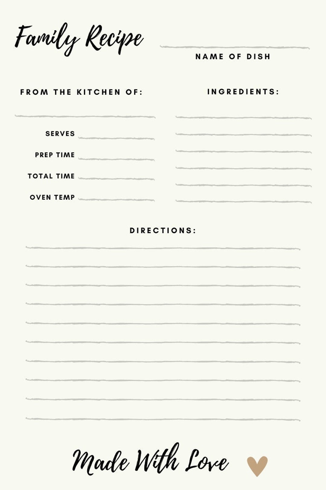 Recipe Paper Printable