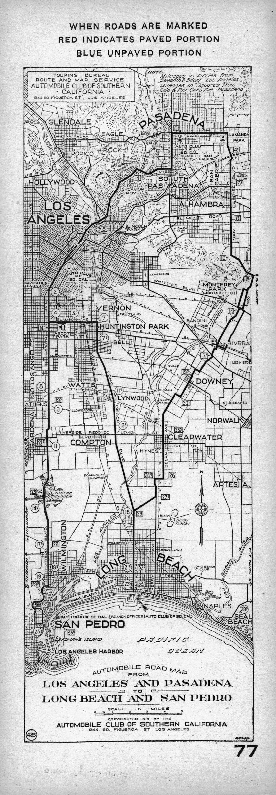 File Automobile Road Map From Los Angeles And Pasadena To Long Beach And San Pedro 1919 AAA SM 004335 jpg Wikimedia Commons