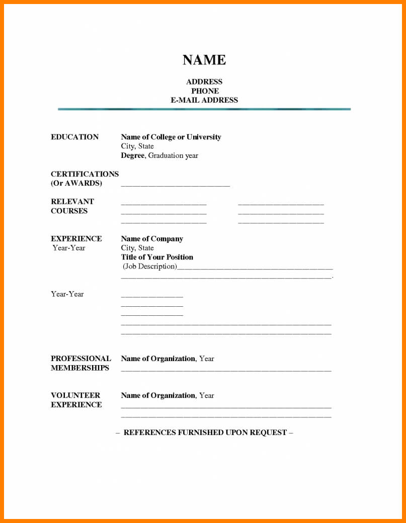 Fill In The Blank Resume Template