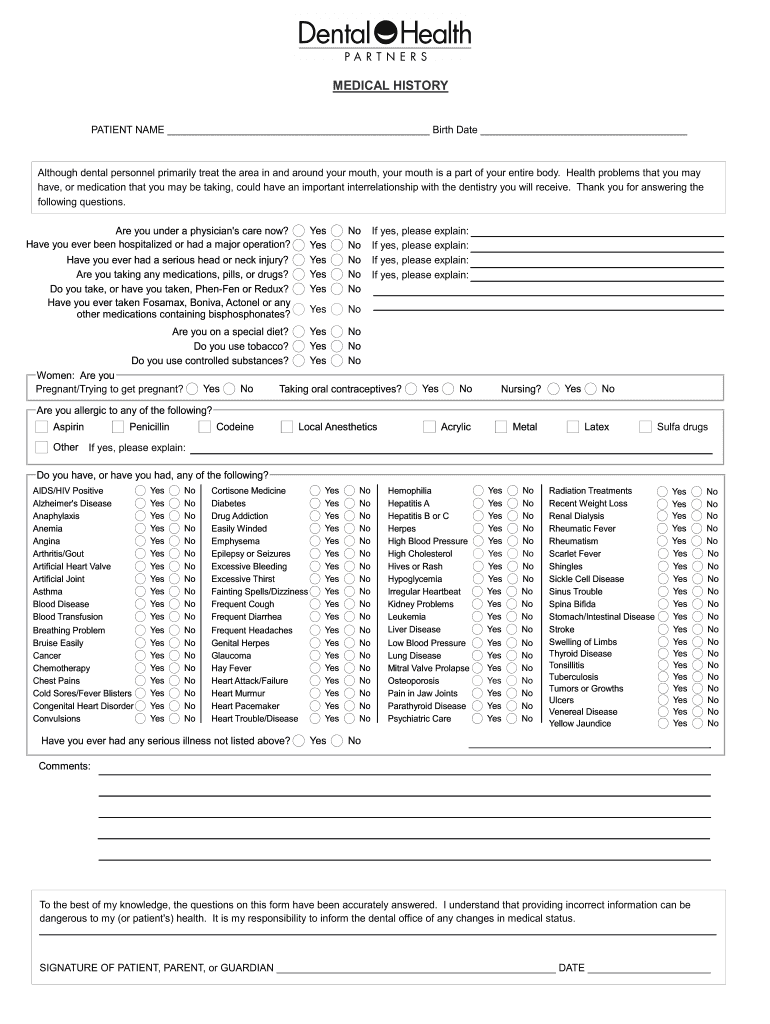 Fillable Medical History Form Fill Online Printable Fillable Blank PdfFiller