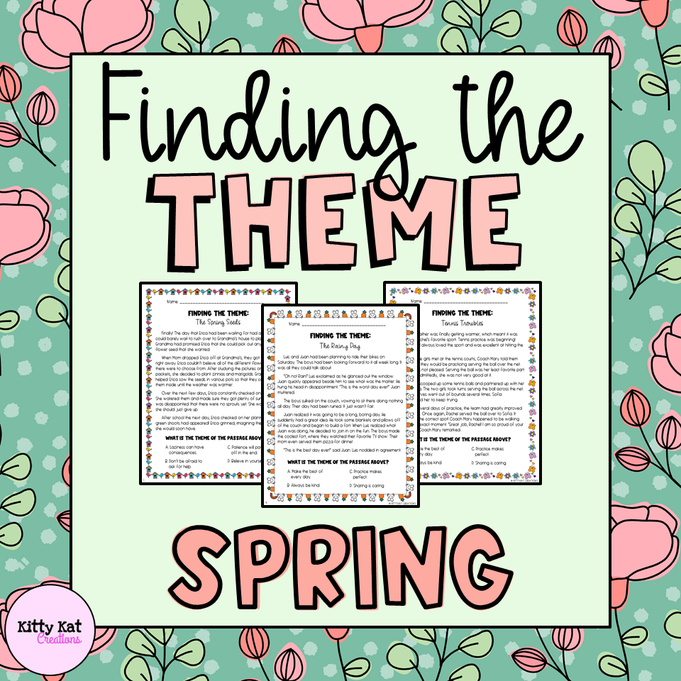 Finding The Theme Of A Story Teaching Theme Worksheets Spring Version Made By Teachers