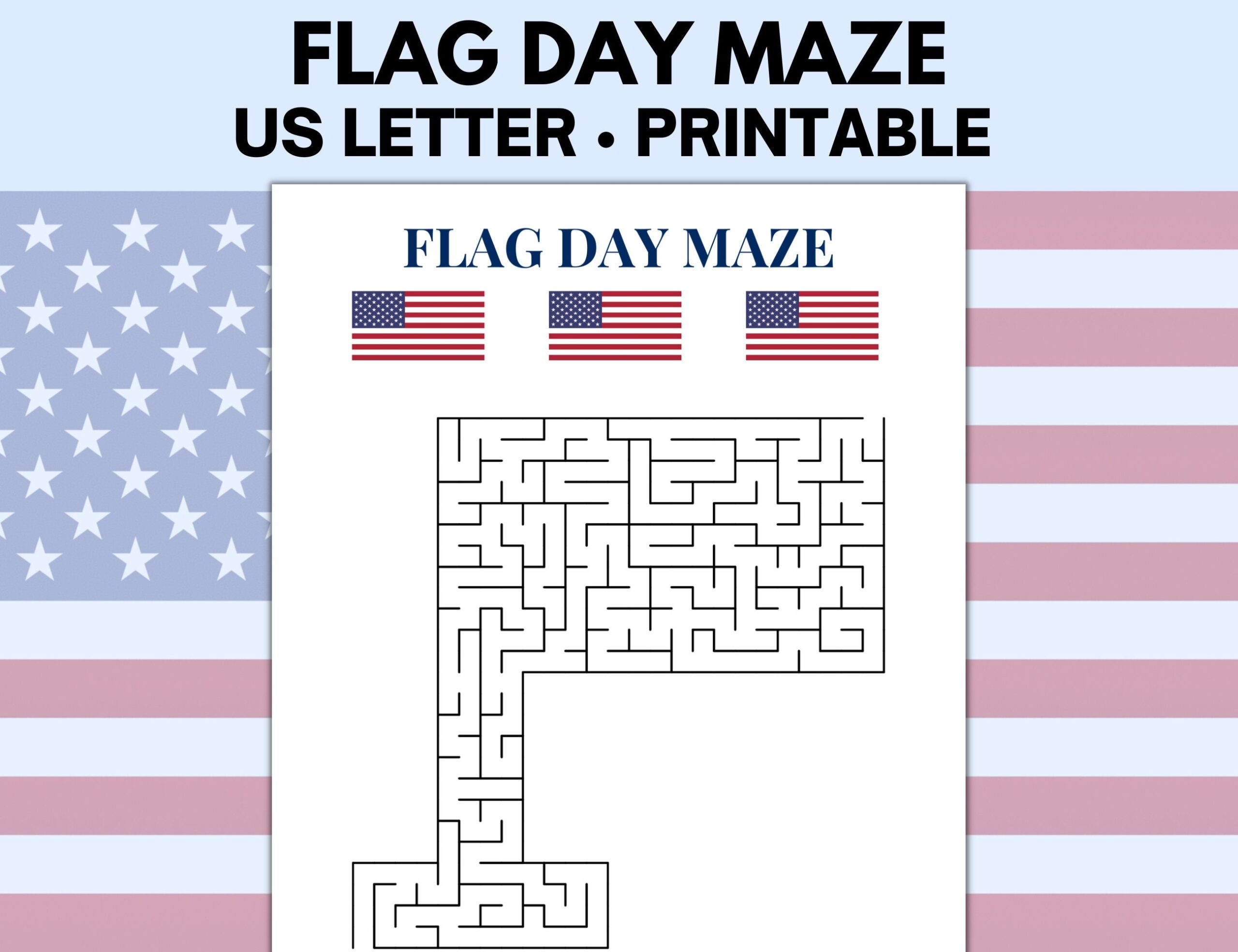 Flag Day Maze Printable Flag Day Printable Flag Day Activities And Games Patriotic Games Etsy Israel