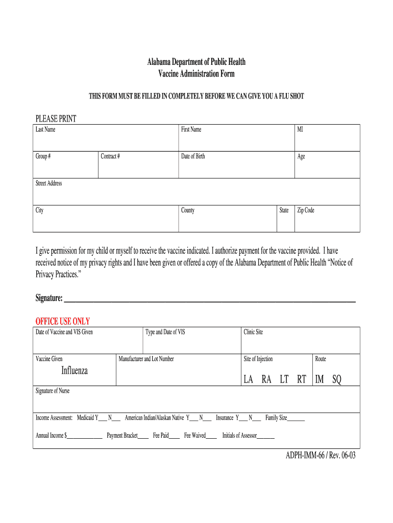 Flu Vaccine Form Pdf Fill Out Sign Online DocHub