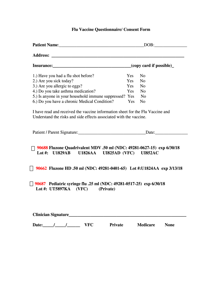 Flu Vaccine Form Pdf Fill Out Sign Online DocHub