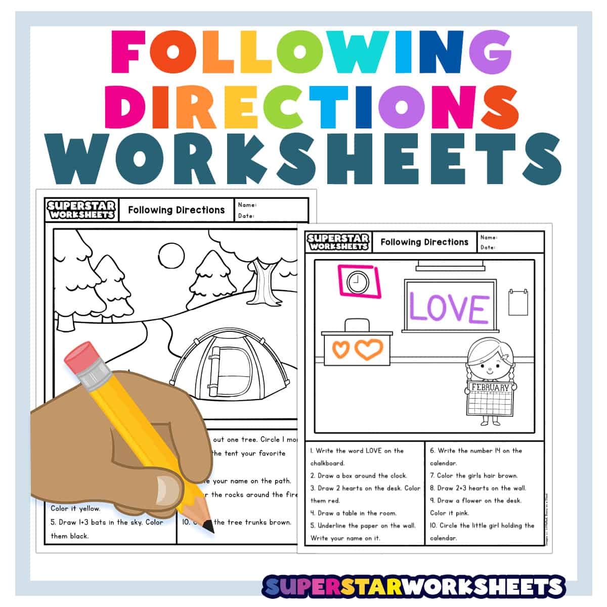Printable Following Directions Worksheets Pdf