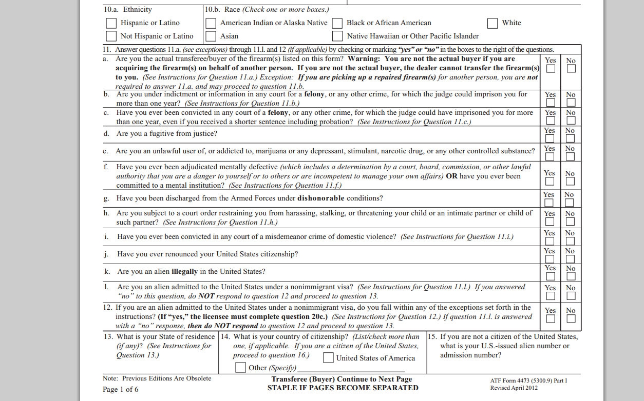 Printable Form 4473 Pdf