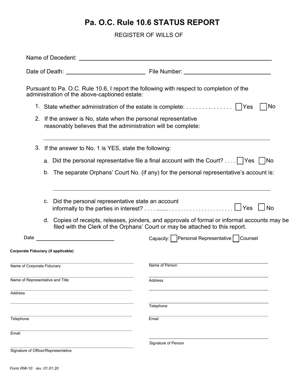Form RW 10 Fill Out Sign Online And Download Fillable PDF Pennsylvania Templateroller