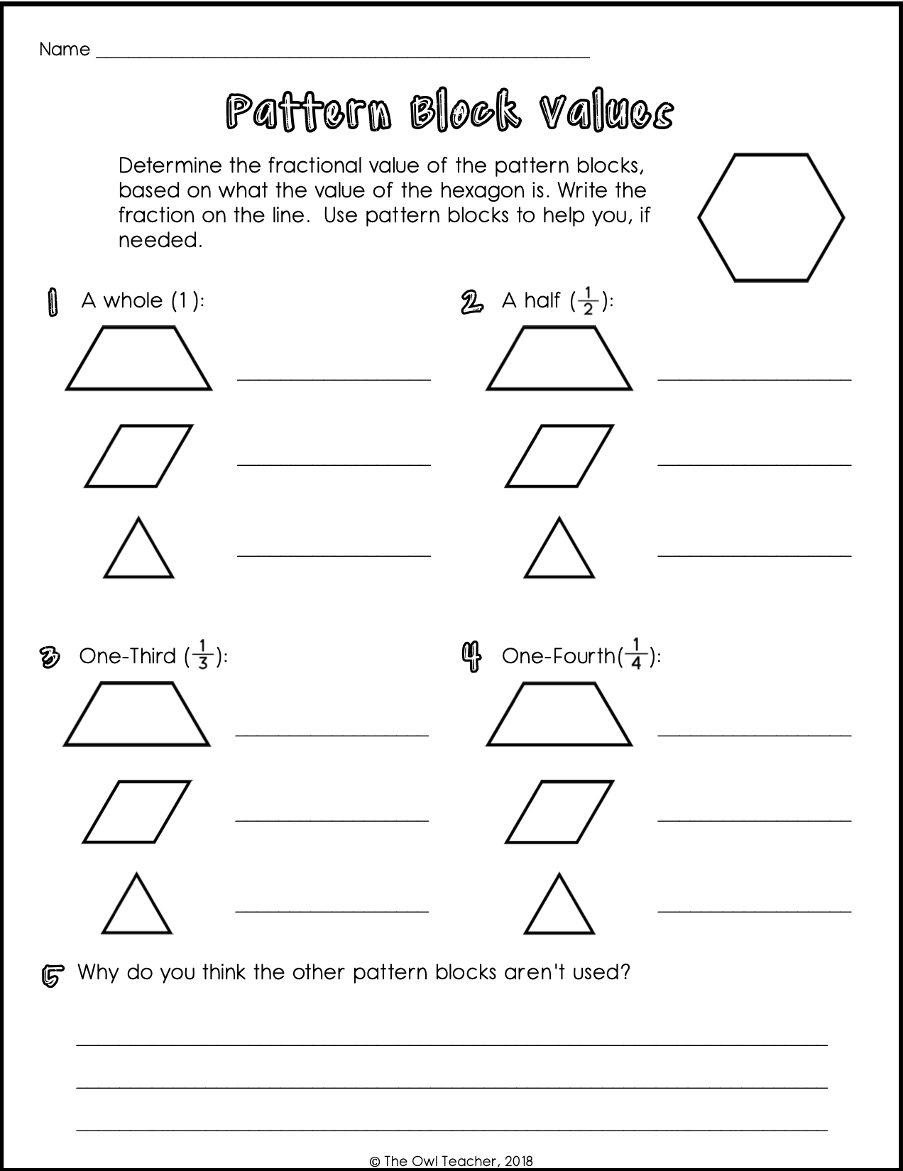 Fraction Value Identifying Fractions Adding Fractions Printable Digital The Owl Teacher