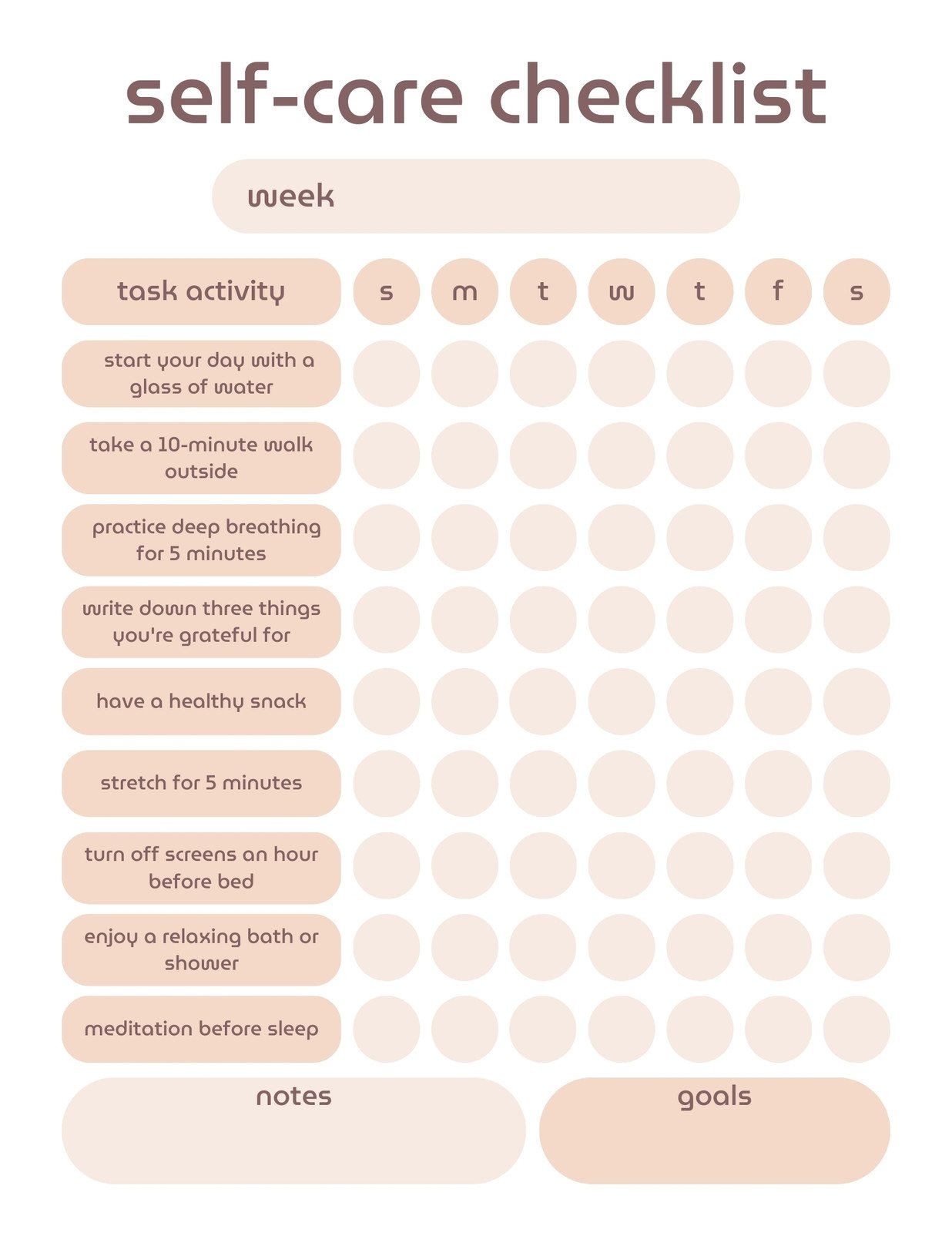 Free And Customizable Self Care Templates