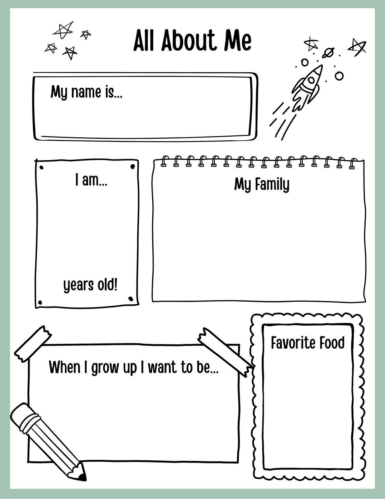 All About Me Worksheet Printable