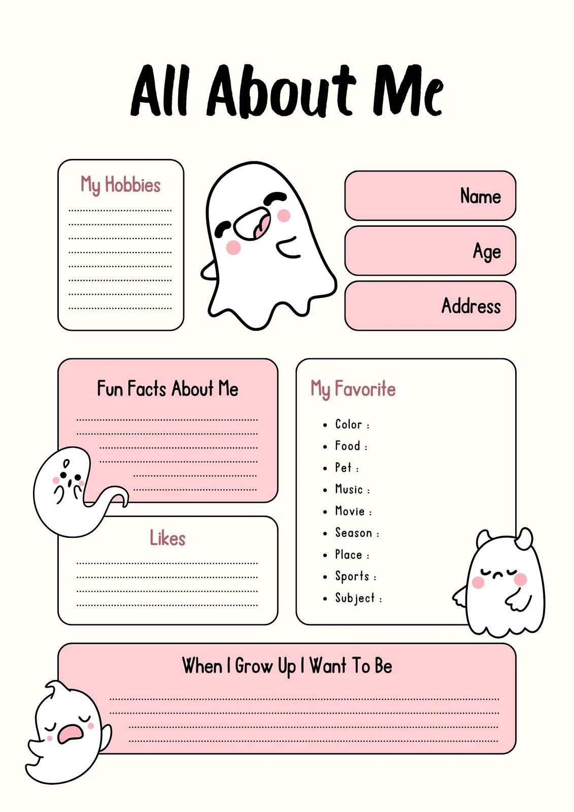 free and printable all about me worksheet templates canva