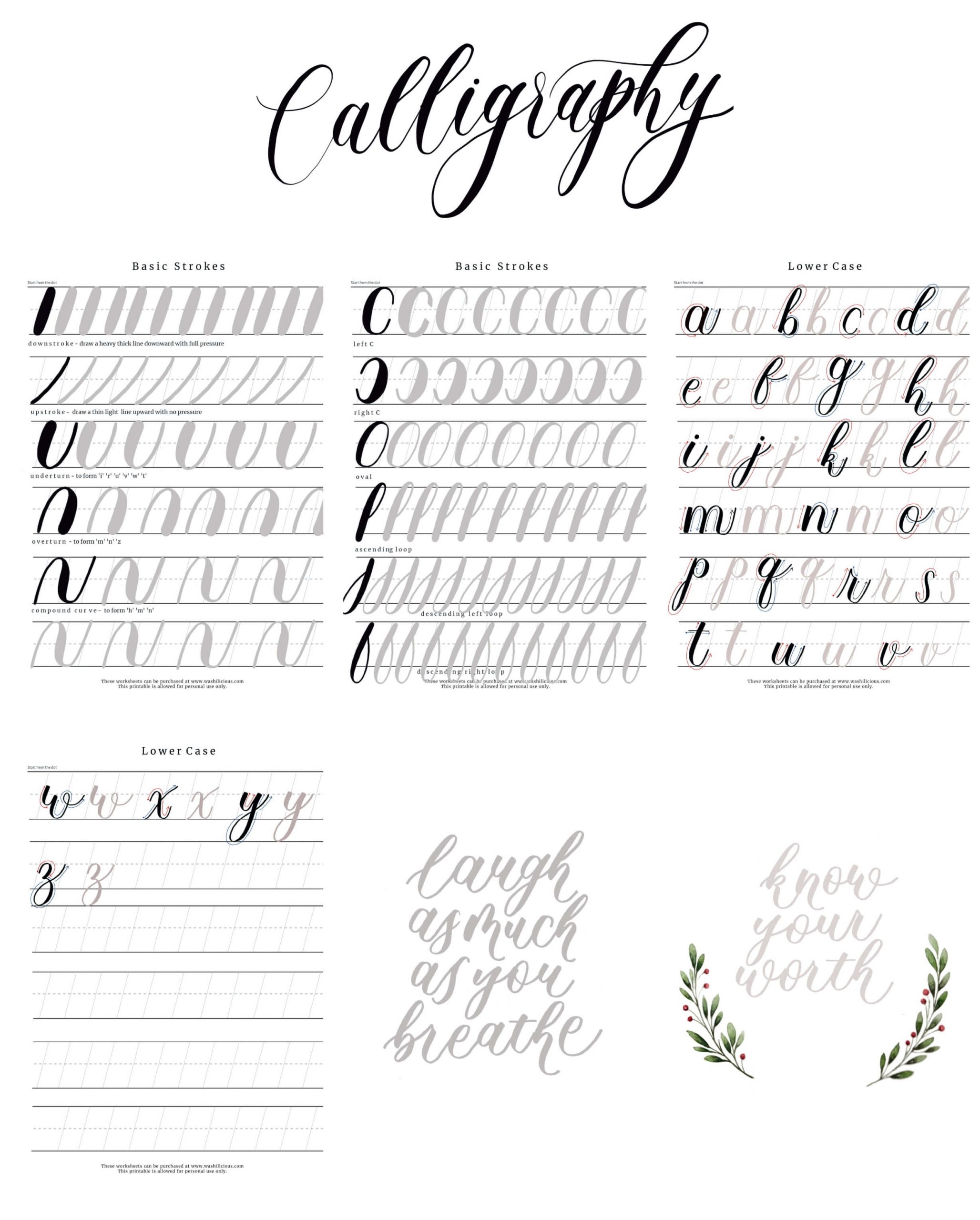 Free Printable Worksheets For Calligraphy