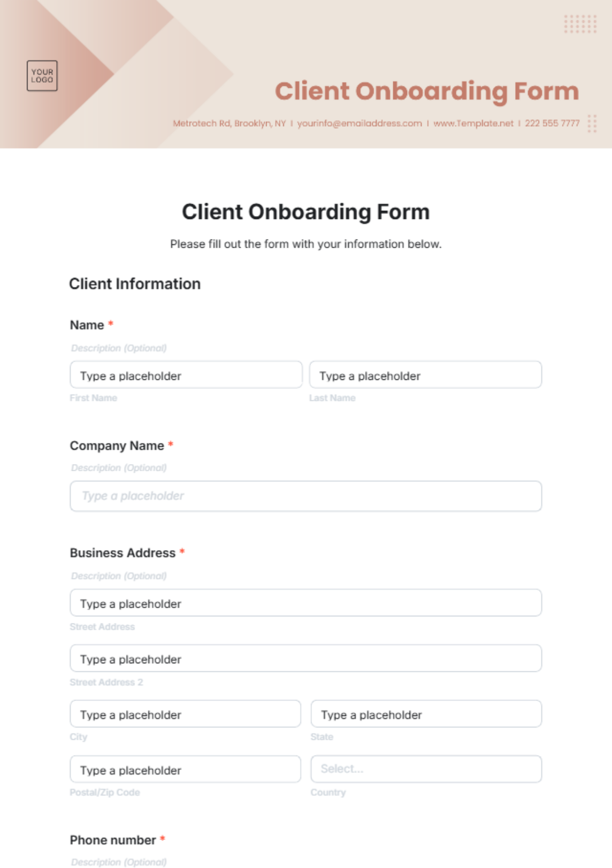 Free Printable Customer Information Form