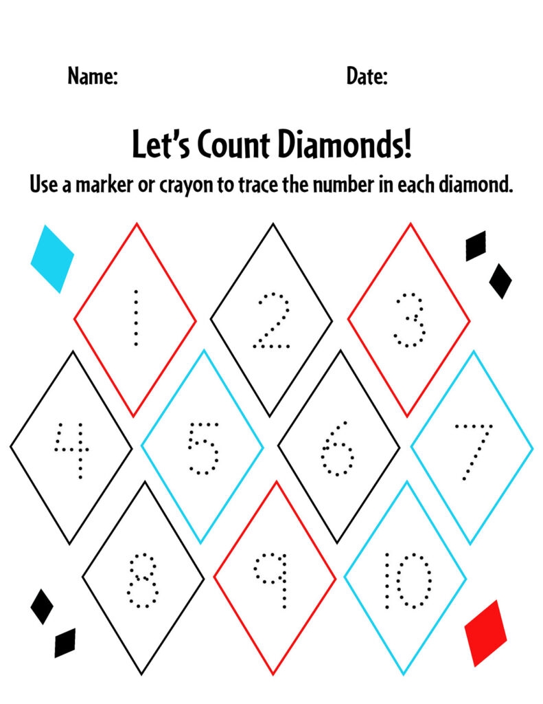 free diamond worksheets for preschool the hollydog blog