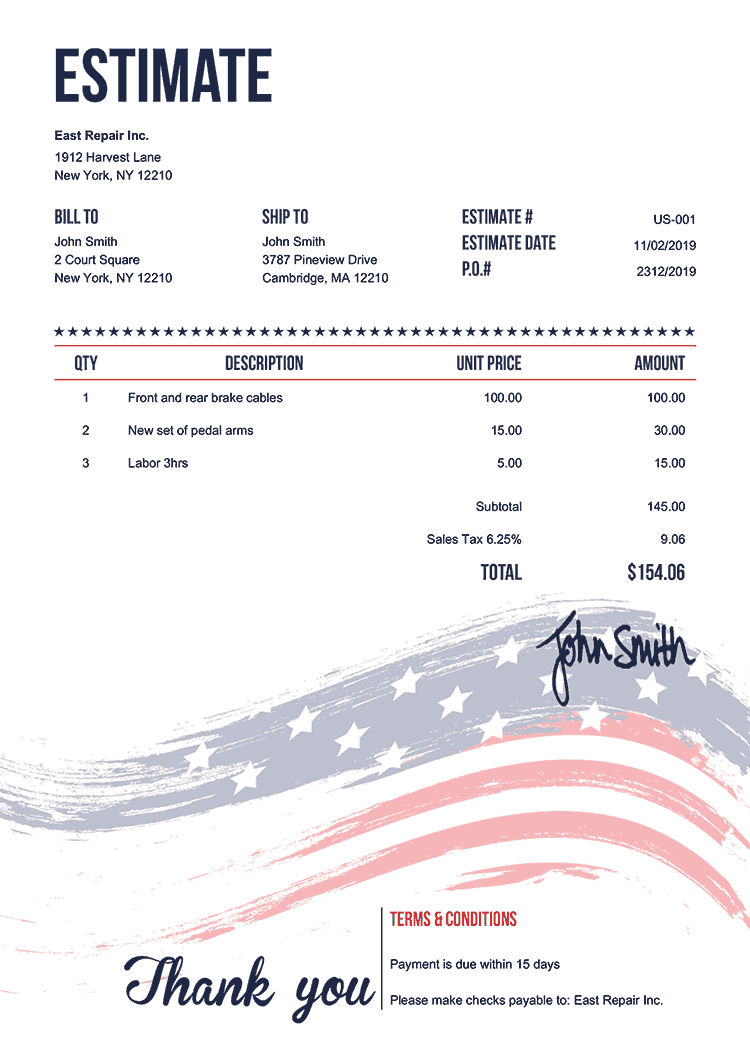 Printable Job Estimate Forms